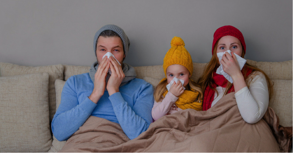 family having a common cold